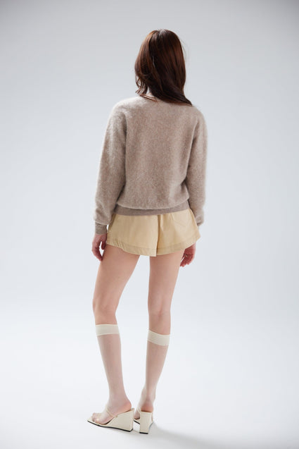 BRUSHED VIENNA CARDI | TRUFFLE